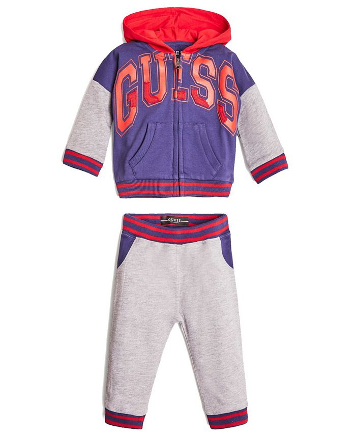 GUESS Baby Boys Active Long Sleeve Zip Hoodie & Joggers Set - Macy's