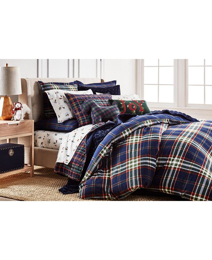 Martha Stewart Collection Midcentury Plaid Flannel King Duvet Cover