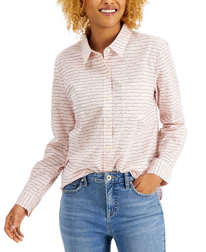 Style & Co Cotton HeartPrint Shirt, Created for Macy's Macy's