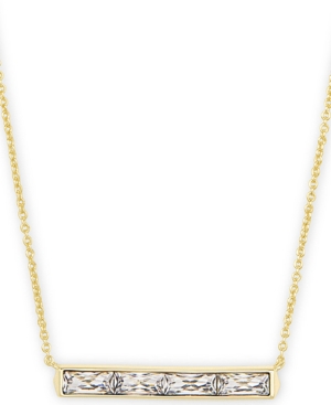 image of Kendra Scott Vintage Gold-Tone Baguette-Cut Crystal Pendant Necklace, 16