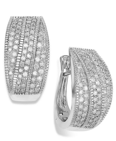 Wrapped in Love™ Diamond Crossover Hoop Earrings in Sterling Silver (1 ct. t.w.)