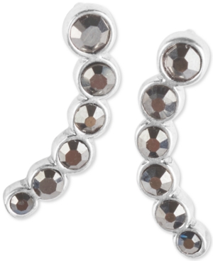 image of Lucky Brand Silver-Tone Pave Ear Climbers