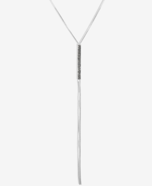 image of Lucky Brand Silver-Tone Pave Bar Lariat Necklace, 25