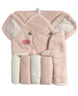 Snoogie Boo Baby Premium Cotton Hooded Towel, Wash-mitt, Washcloth Set