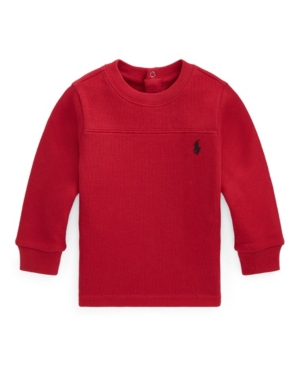 image of Ralph Lauren Baby Boys Waffle-Knit Cotton Top