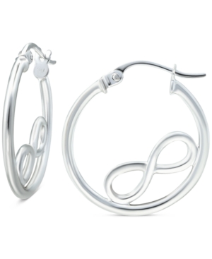 image of Giani Bernini Infinity Accent Small Hoop Earrings in Sterling Silver, 0.75