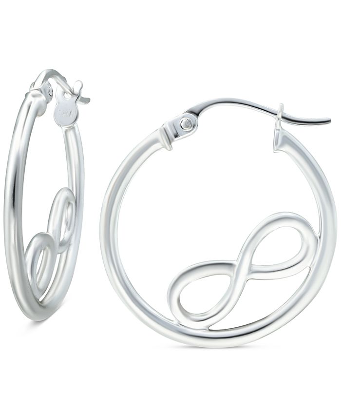 Giani Bernini - Infinity Accent Small Hoop Earrings in Sterling Silver, 0.75"
