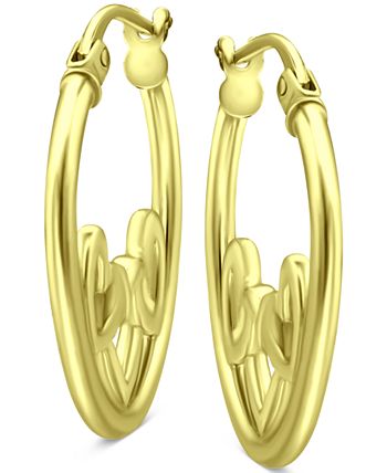 Giani Bernini - Heart Accent Small Hoop Earrings in 18k Gold-Plated Sterling Silver, 0.75"