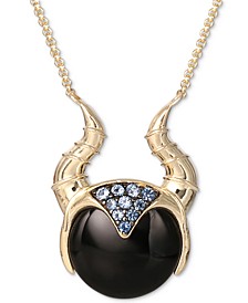 Onyx & Cubic Zirconia Sleeping Beauty Maleficent Horns 18" Pendant Necklace in 18k Gold-Plated Sterling Silver