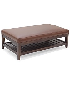 Eliqueen 46" Leather Cocktail Ottoman, Created for Macy's