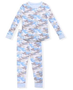 image of Big Girls Cosy Allover Camo Print Pajama Set, 2 Piece