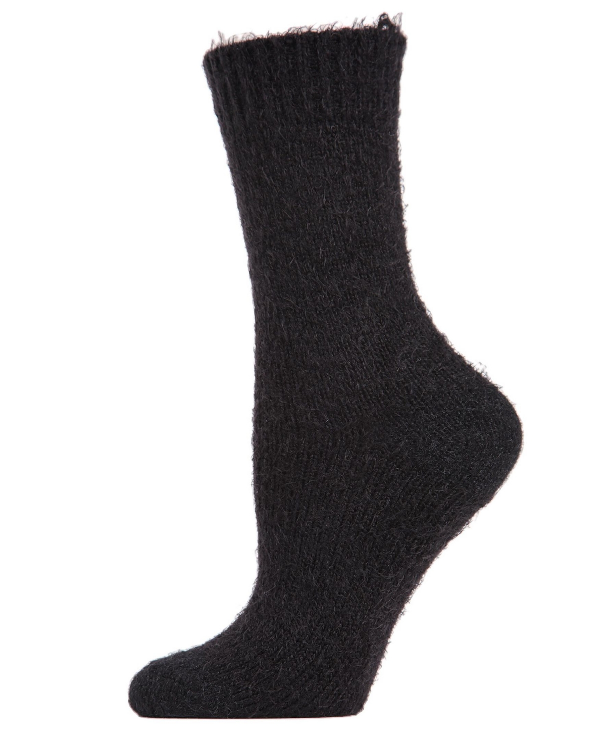 Warm Solid Plush Women's Crew Socks - Black
