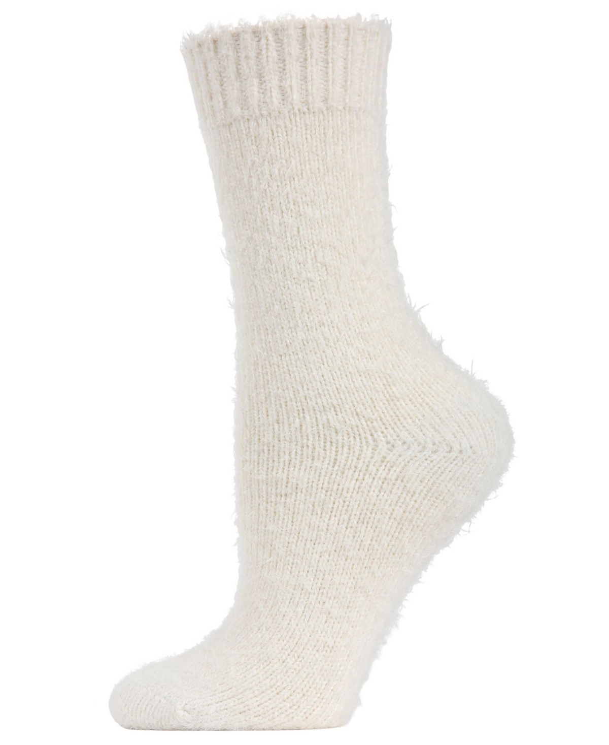 Warm Solid Plush Women's Crew Socks - Ivory