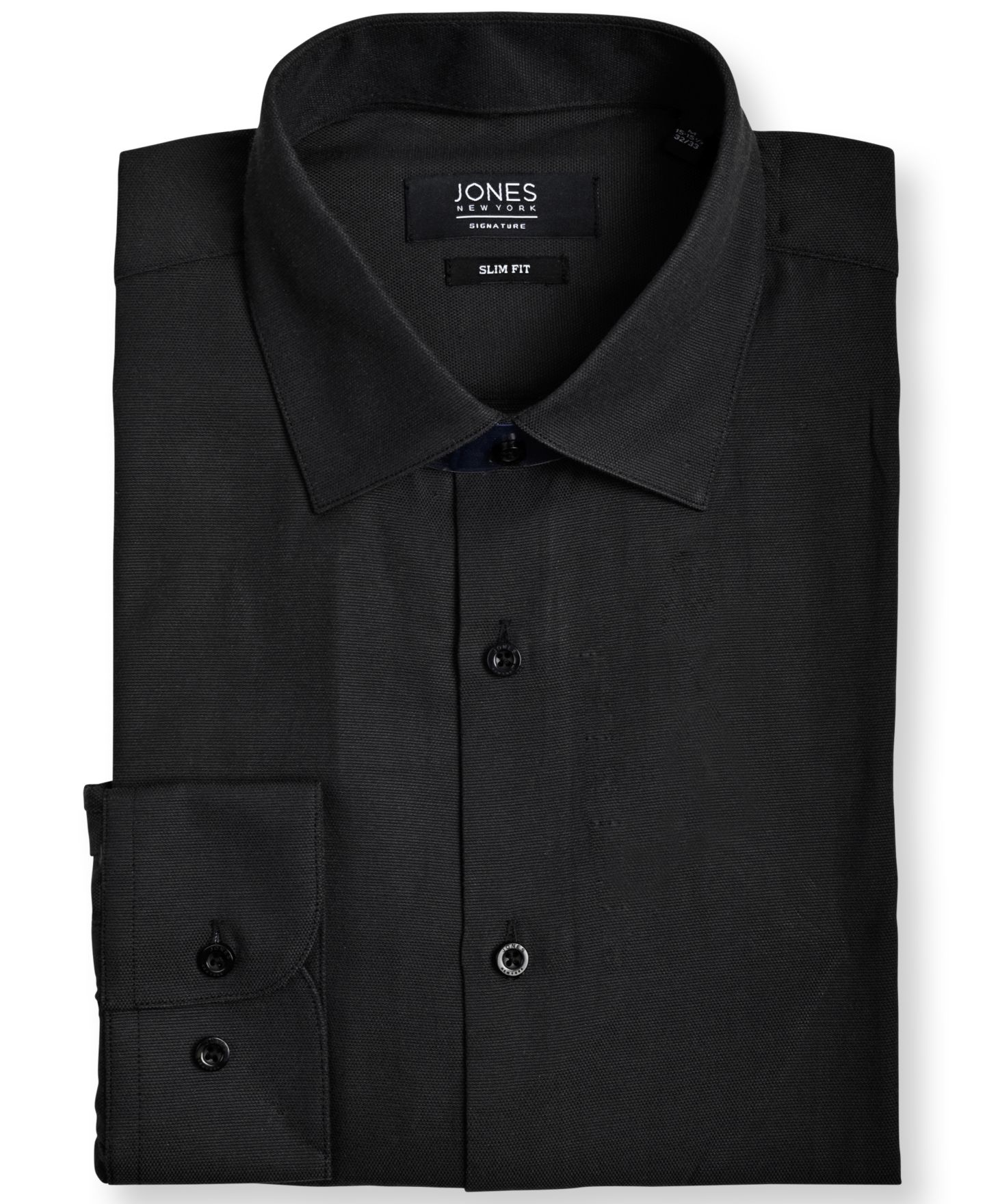 Мужская рубашка Jones New York Basket weave Dobby Dress Shirt, цвет: Чёрный — фото 1