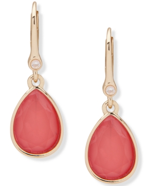 image of Dkny Gold-Tone Pave & Stone Drop Earrings
