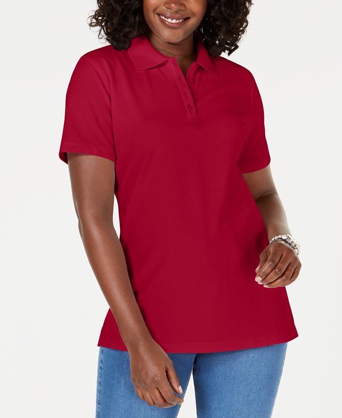 Macy's Karen Scott Women's Red Short Sleeve Scoop Neck Tee Top T