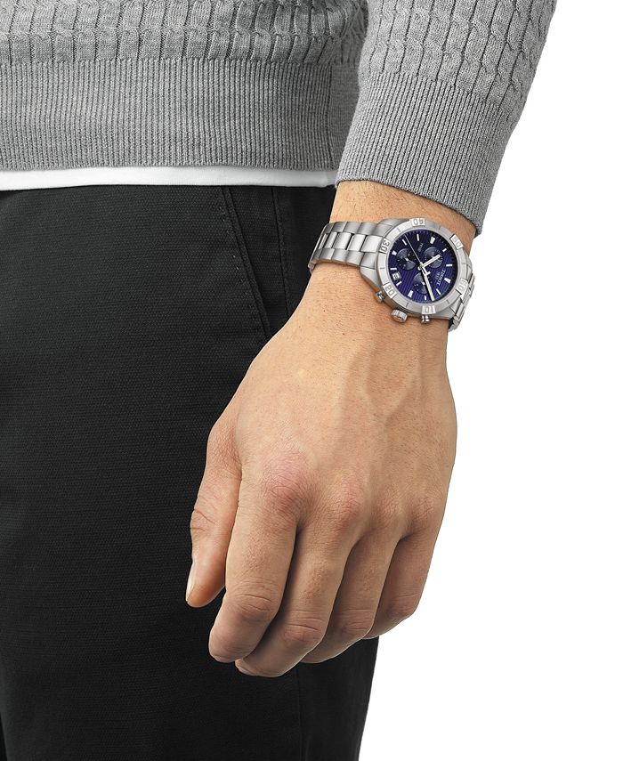 Tissot - Men's Swiss Chronograph PR 100 Sport Stainless Steel Bracelet Watch 44mm