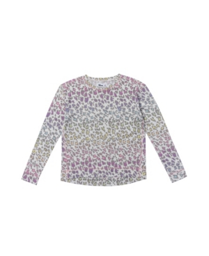 image of Big Girls Long Sleeve All Over Print High-Low Snit Top