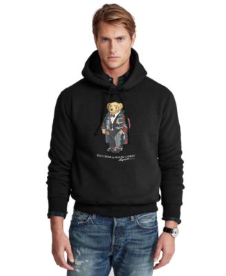 mens polo hoodie with bear