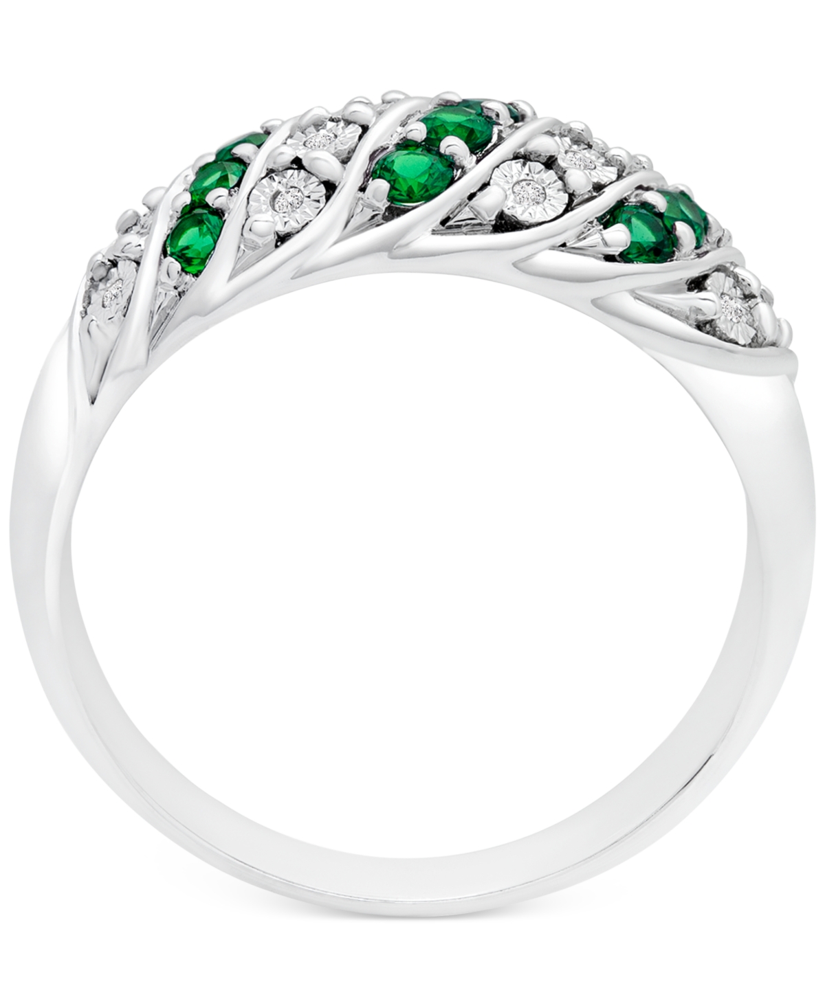 Sapphire (3/8 ct. t.w.) & Diamond (1/20 ct. t.w.) Statement Ring in Sterling Silver (Also in Ruby & - EMERALD