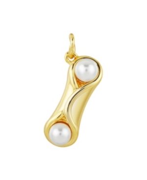 image of Gold-Flash Plated Genuine Freshwater Pearl Cannoli Charm