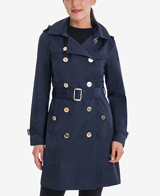 Michael Kors Belted Hooded Trench Coat & Reviews - Coats & Jackets ...