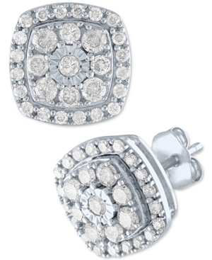 image of Diamond Earrings Halo Stud Earrings (1 ct. t.w.) in Sterling Silver