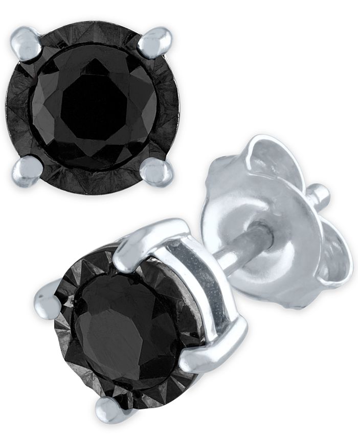 Macy's Black Diamond Stud Earrings (3/4 ct. t.w.) in Sterling Silver Macy's