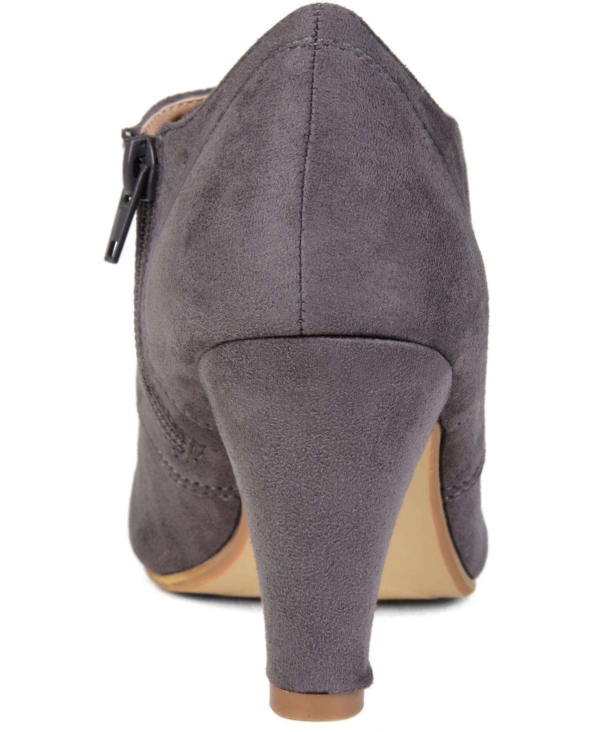 Journee Collection Womens Leona Inside Zip Block Heel Booties In Gray
