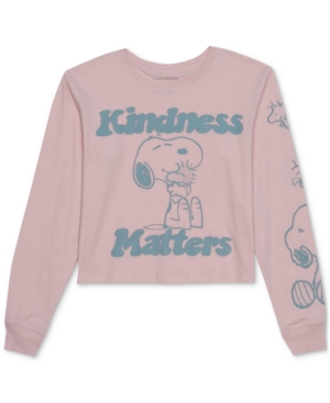 Peanuts Juniors' Kindness Matters Long-sleeve T-shirt In Light Pink