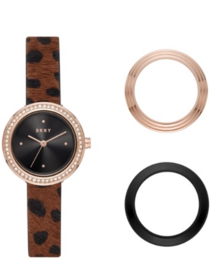 image of Dkny Women-s Sasha Rose Gold-tone Stainless Steel Watch and Toprings Set, 29mm