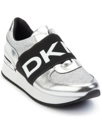 silver athletic shoes
