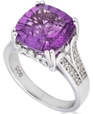 image of Blue Topaz (8-1/4 ct. t.w.) & Diamond (1/10 ct. t.w.) Ring in Sterling Silver (Also in Citrine, Mystic Topaz & Amethyst)