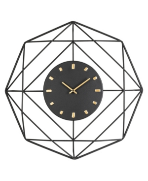 Glitzhome Modern Metal Golden Wall Clock In Black
