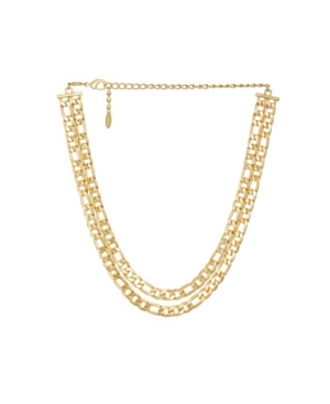 image of Double Gold Plated Figaro Chain Link Necklace