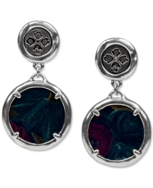 image of Patricia Nash Silver-Tone Leather Double Drop Earrings