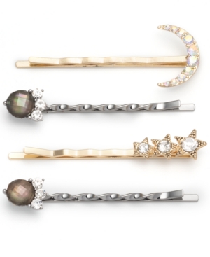 image of lonna & lilly Two-Tone 4-Pc. Set Moon & Stars Bobby Pins