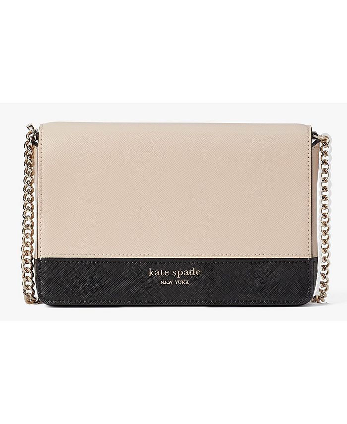kate spade, Bags, Kate Spade Spencer Chain Wallet Warm Beige Black Gold  Chain