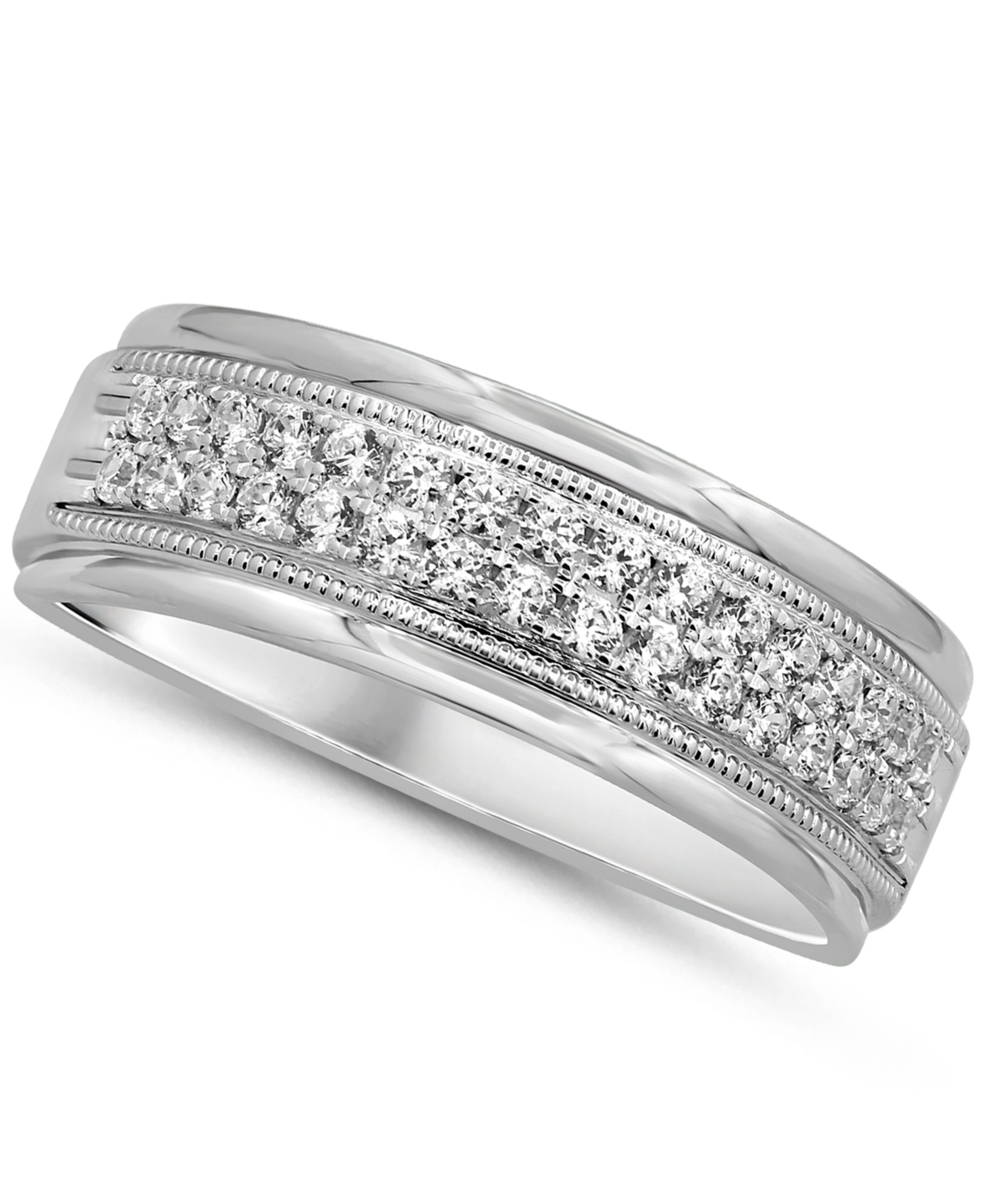 Macy's Men's Diamond (1/2 Ct. T.w.) Ring In 10k Gold In White Gold
