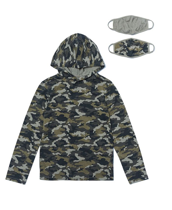 Epic Threads Big Boys Long Sleeve Hooded Tee with Matching Masks - Macy's