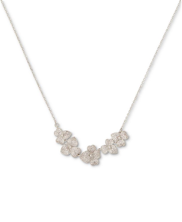 kate spade new york SilverPlated Pavé Flower Necklace, 16" + 3
