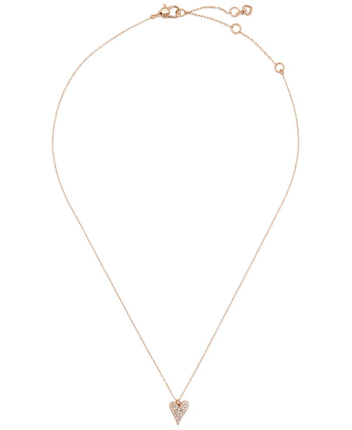 kate spade new york Rose Gold-Tone Pavé Heart Mini Pendant Necklace, 16 ...