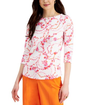 Charter Club Womens Supima Cotton Split Neck Top Yellow Size Petite L main image 0