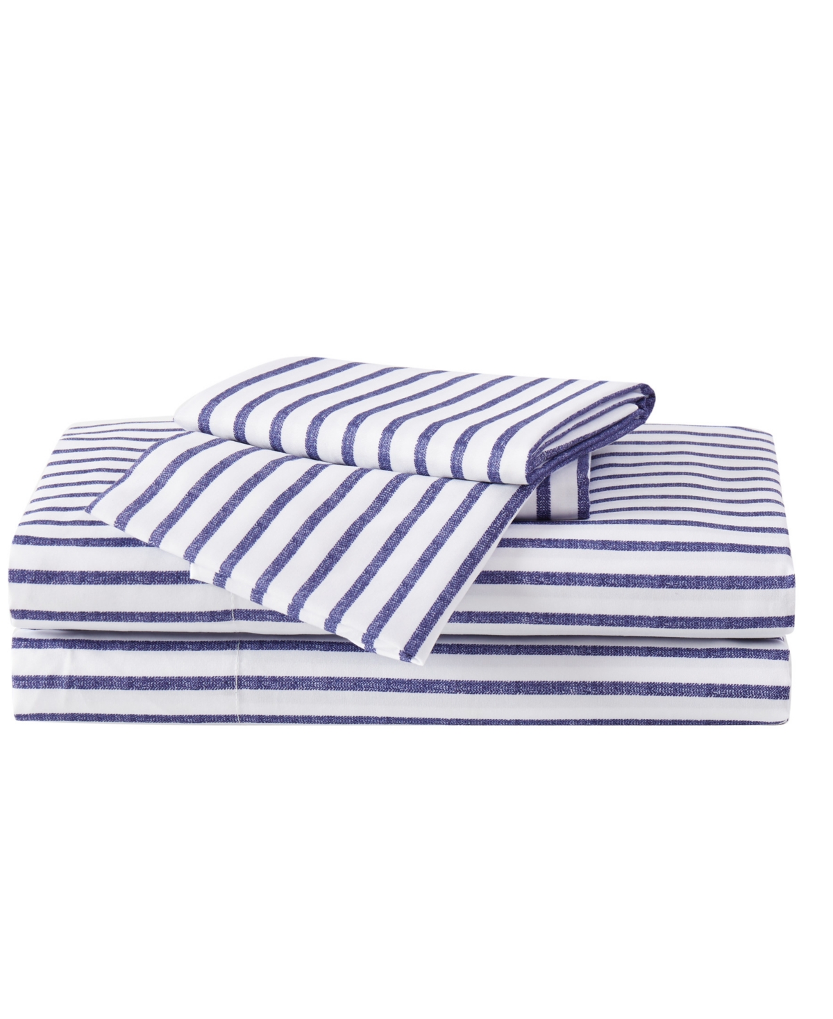 Truly Soft Full 4 Pc Sheet Set In Pinstripe Navy,white