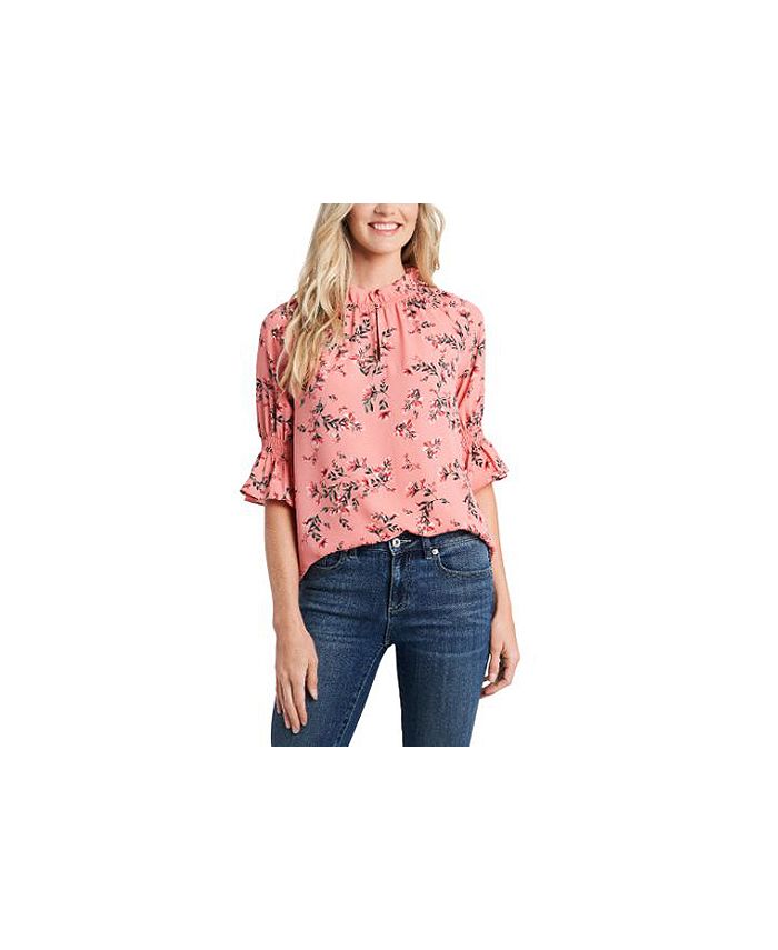 CeCe Ruffled Floral-Print Top - Macy's