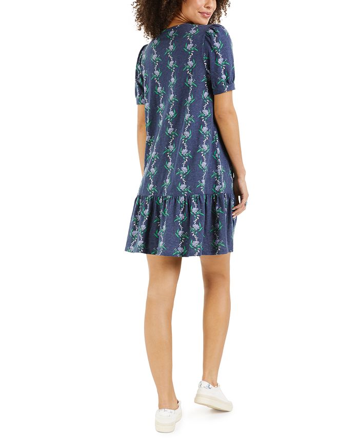Charter Club Linear-Print Ruffle-Hem Dress, Created for Macy's - Macy's