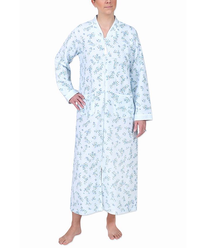 Miss Elaine Quilted Printed Long Zipper Robe - Macy's
