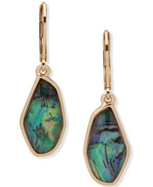 image of Anne Klein Gold-Tone Abalone Look Drop Earrings