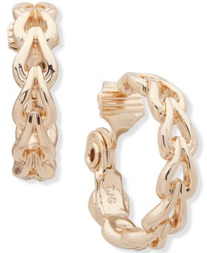 image of Anne Klein Gold-Tone Link Medium Hoop Clip-On Earrings, 1
