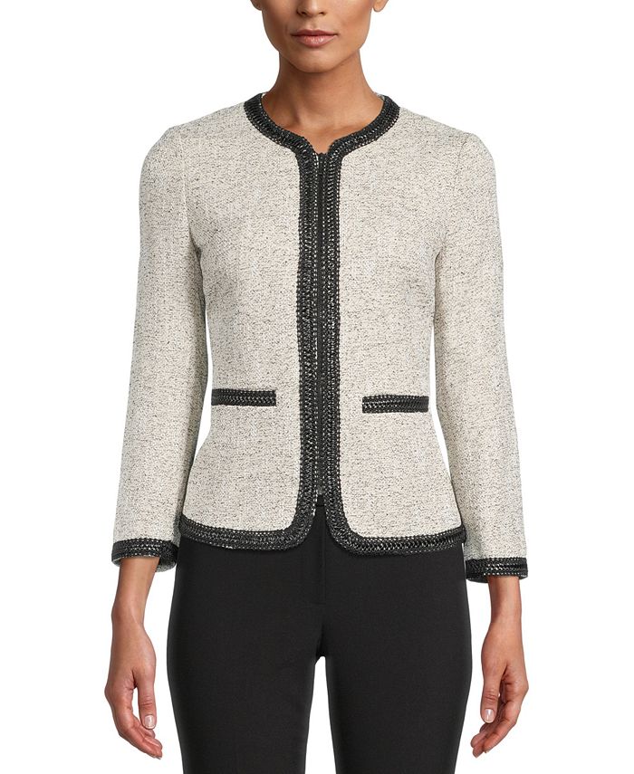 Anne klein tweed shop trim puffer jacket